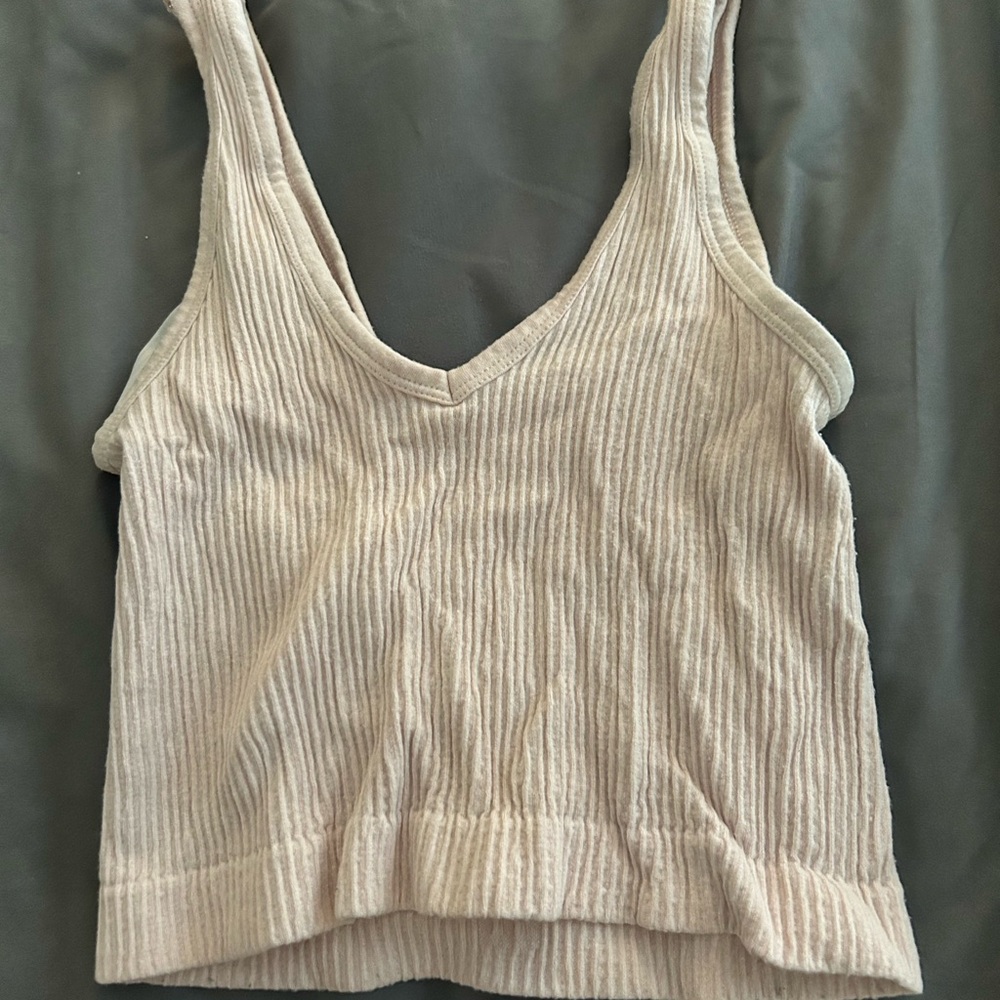 Urban Outfitters Light Pink Ribbed Crop Top